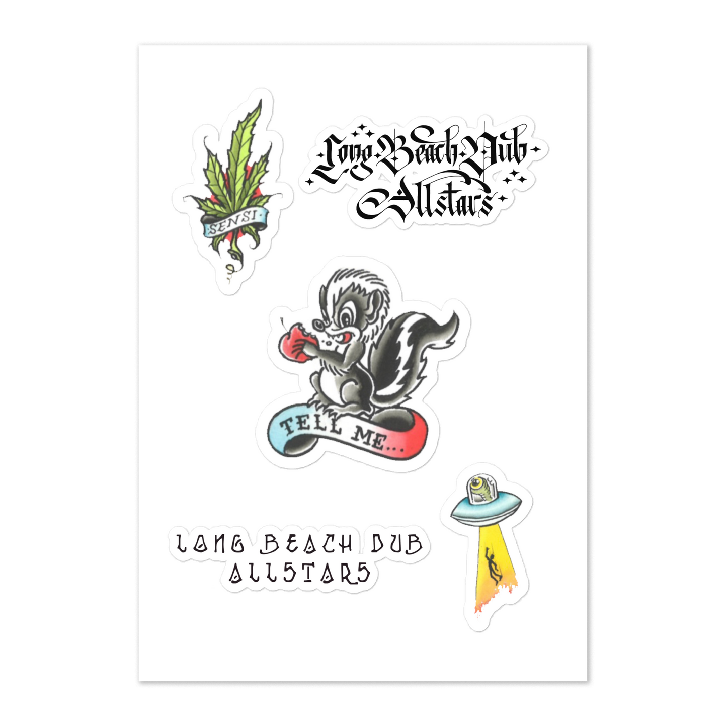 Long Beach Dub Allstars - Flash Sheet Sticker Pack (Art by Opie Ortiz)